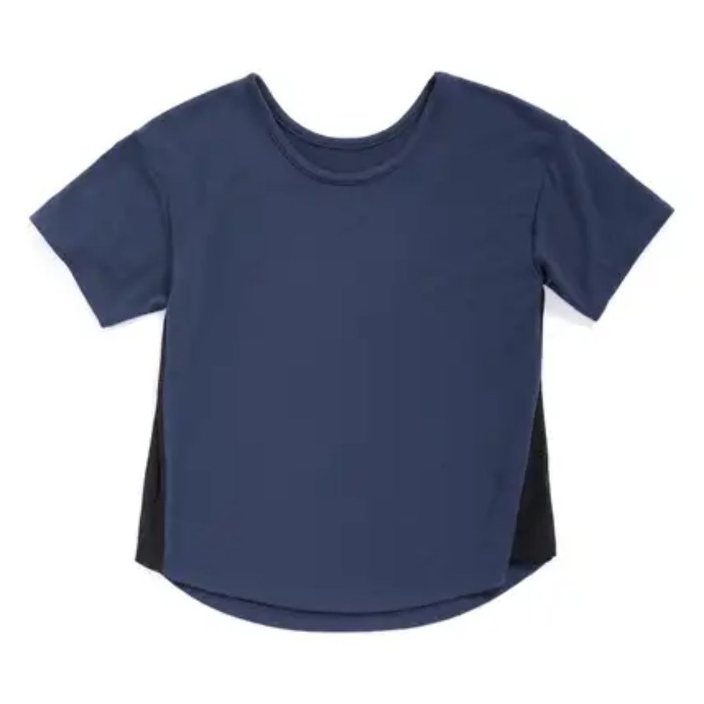 Zella Girl Side Mesh Tee (Little Girls & Big Girls) XL (14-16), NAVY ECLIPSE